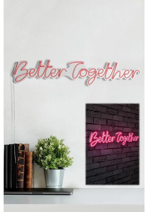 Műanyag LED-es fali dekoráció, Better Together - Pink