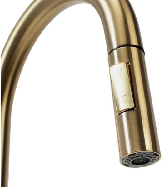 REA-B9148 - FRESH mosogató csaptelep kihúzható zuhanyfejjel, 39,5 cm, szálcsiszolt arany