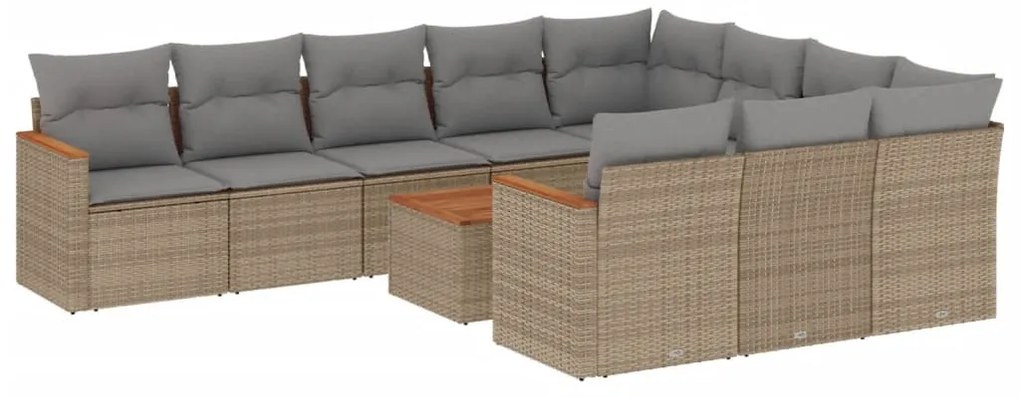 11részes vegyes bézs polyrattan kerti ülőgarnitúra párnákkal