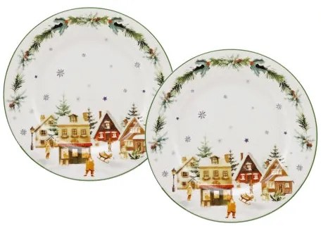 Karácsonyi porcelán desszertes tányér 2 db-os díszdobozban Christmas Village