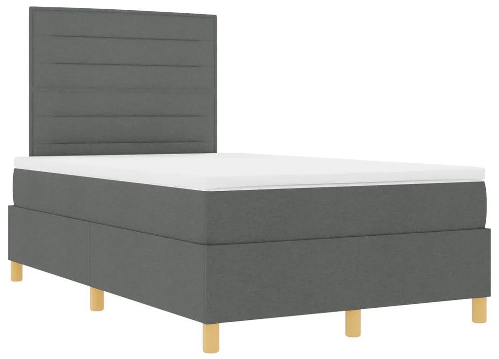 Box Spring Ágy matraccal és LED sötétszürke 120x200 cm Szövet