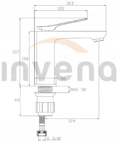 Invena Neri, mosogató csaptelep, fekete matt, BU-01-004-L
