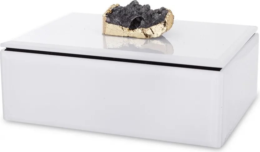 Ékszerdoboz Üveg Fehér Fekete Arany Glamour Achát Fogantyú