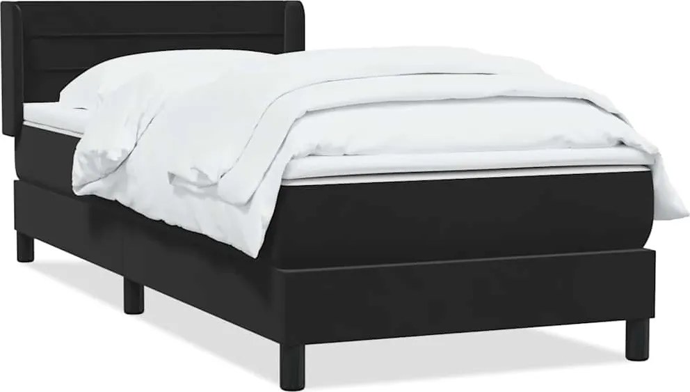 vidaXL fekete bársony rugós ágy matraccal 80x220 cm