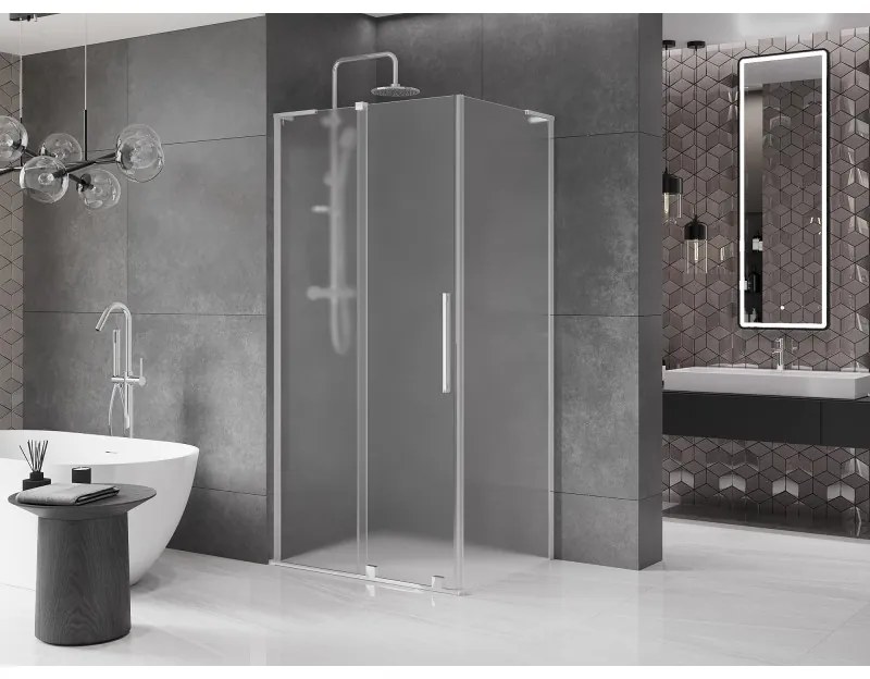 Mexen Velar L, zuhany sarok tolóajtóval 120 x 70 cm, 8 mm matt üveg, króm, 871-120-070-33-01