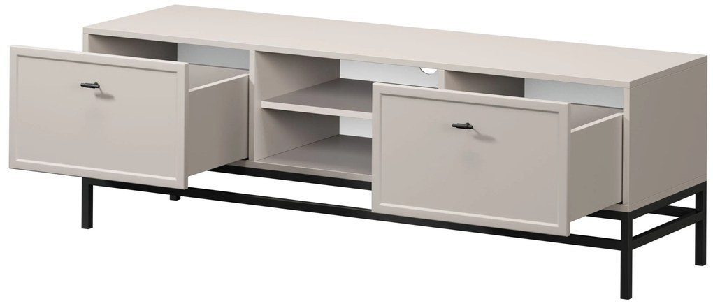 Lorini fiókos TV szekrény 150 cm - kasmír / fekete T-bar fogantyúk / keret
