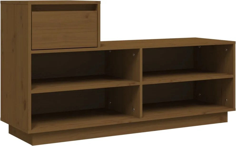 vidaXL mézbarna tömör fenyőfa cipőszekrény 110 x 34 x 61 cm