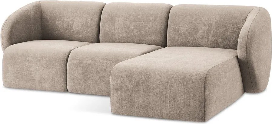 Világosbarna zsenília sarokkanapé (jobb oldali-heverő résszel) Lani – Makamii