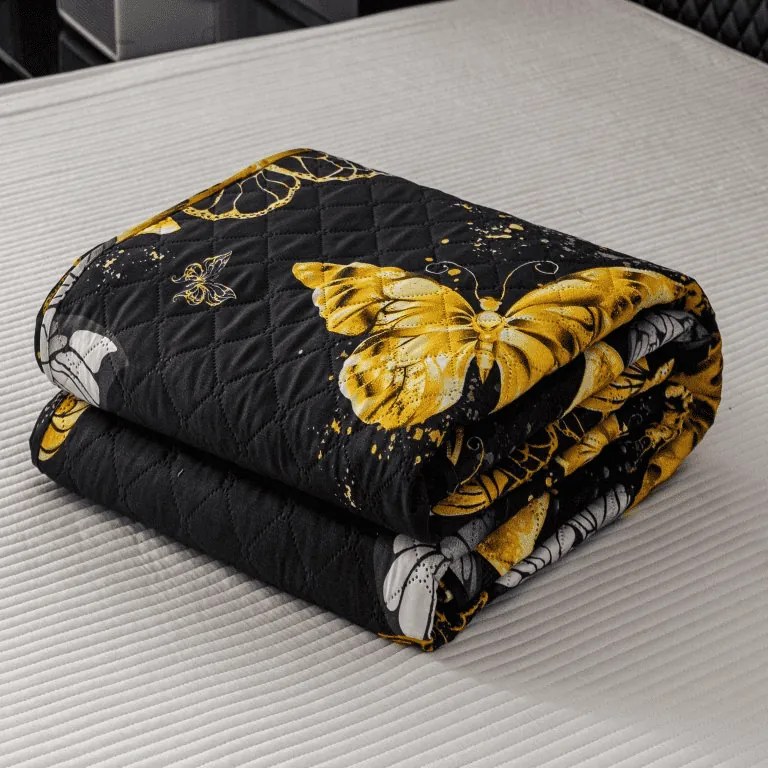 Ágytakaró GOLD BUTTERFLY fekete Méret: 170 x 210 cm