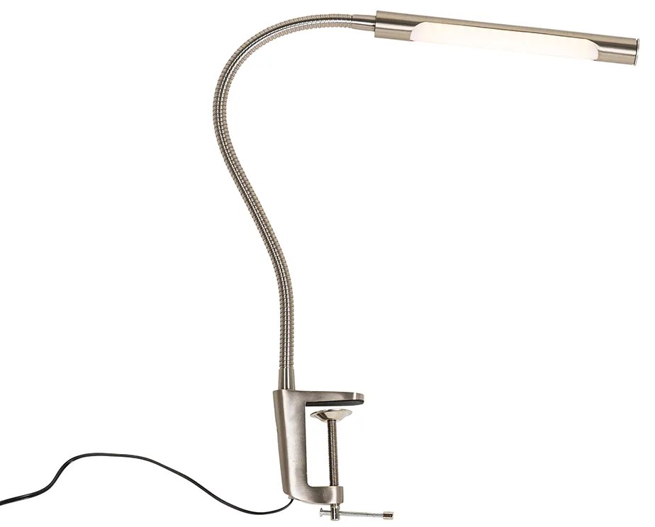 Szorító asztali lámpa acél, beépített LED-del és érintőképernyős dimmerrel - Lionard