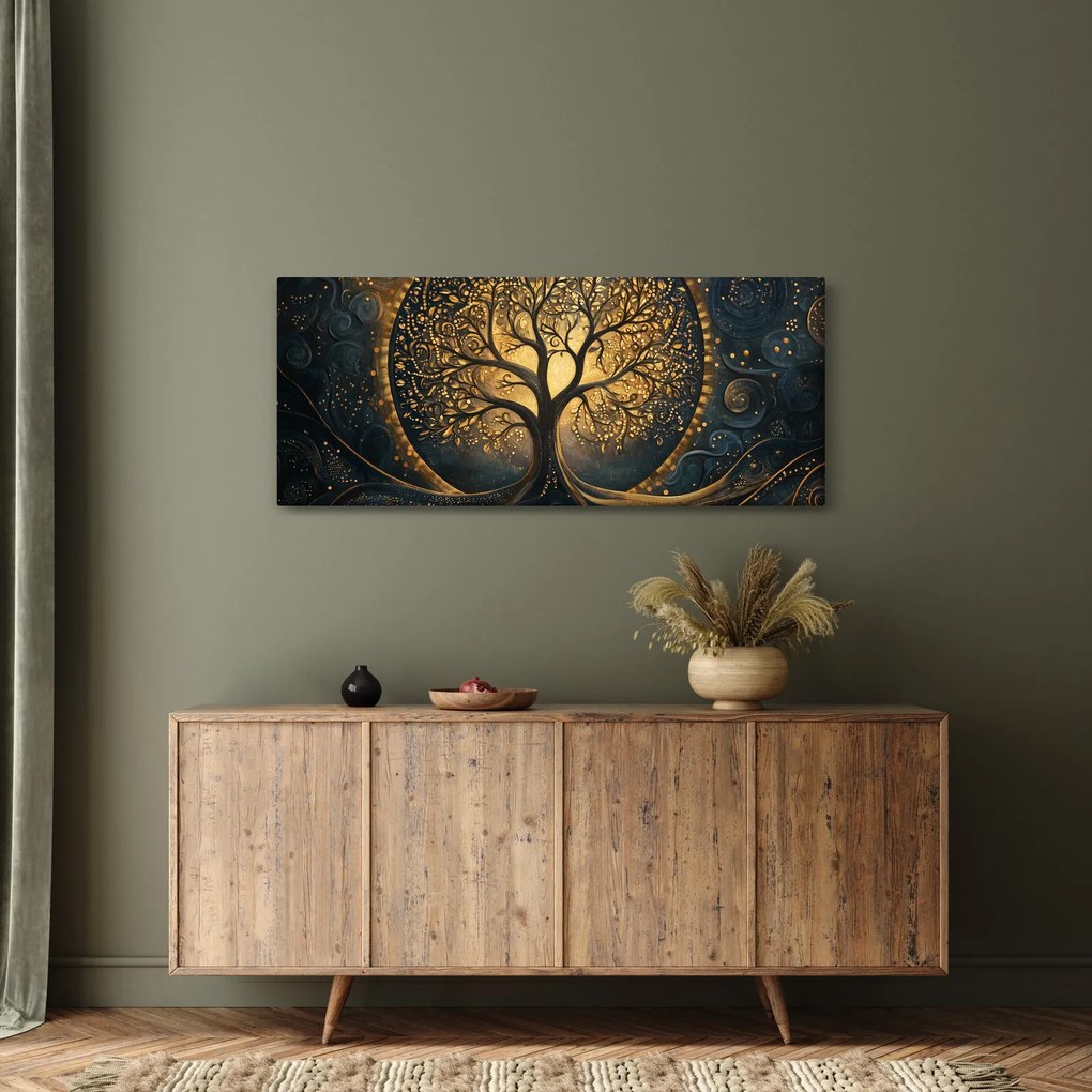 Kép – Arany aurájú fa (120x50 cm)