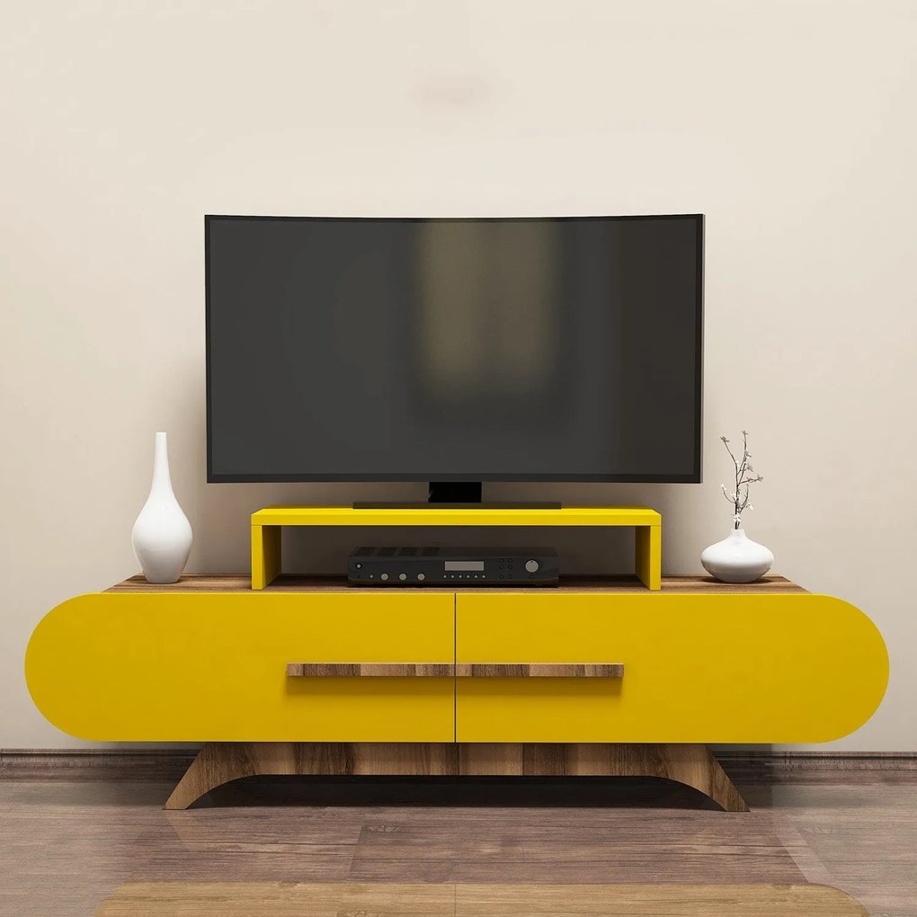 TV szekrény Rose - Walnut, Yellow