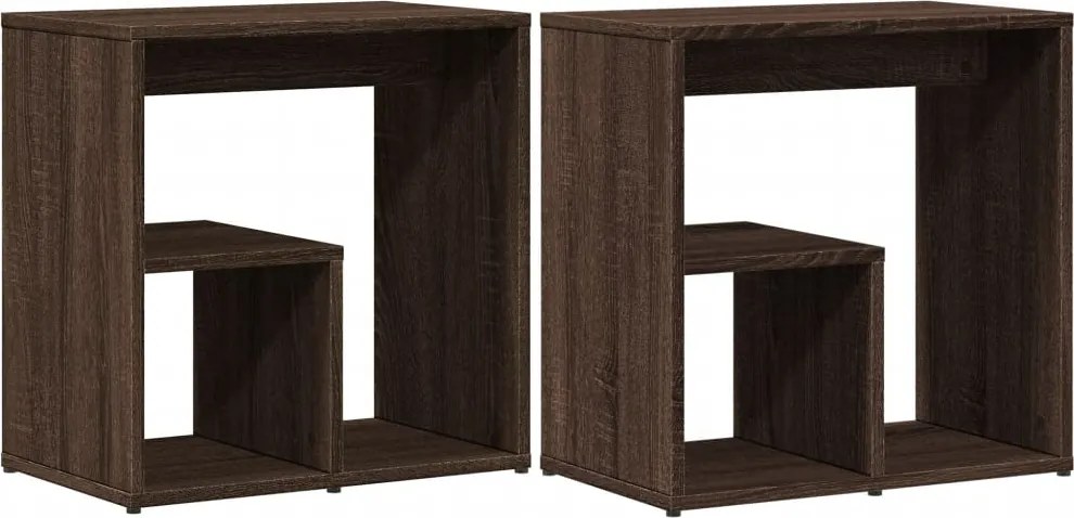 vidaXL 2 db barna tölgyszínű szerelt fa kisasztal 50x30x50 cm