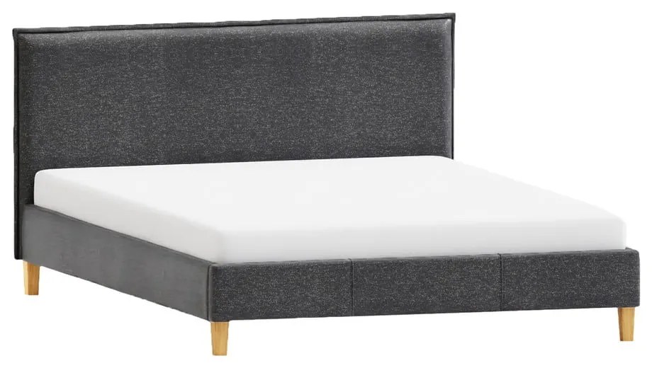 Sötétszürke kárpitozott franciaágy ágyráccsal 160x200 cm Tina – Ropez