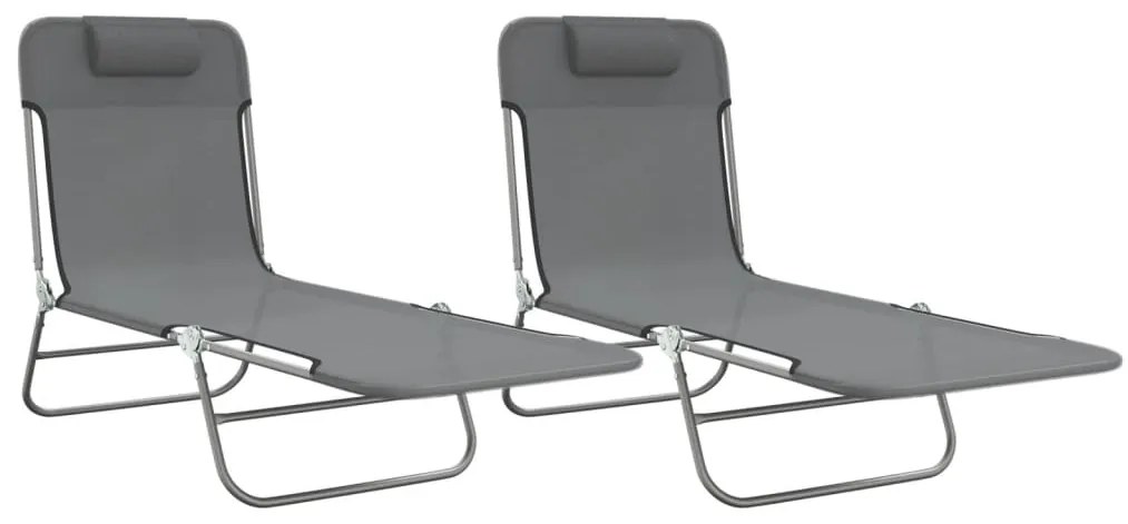 vidaXL 2 db szürke textilén és acél összecsukható napágy