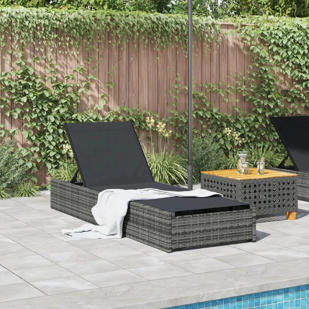Napozóágy Szürke 60x200x27 cm Polirattan