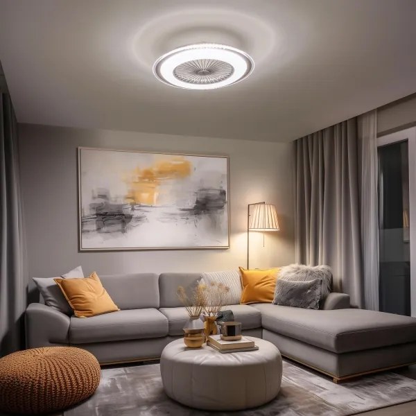 Brilagi - LED Dimmelhető lámpa ventilátorral RONDA LED/48W/230V ezüst + távirányító