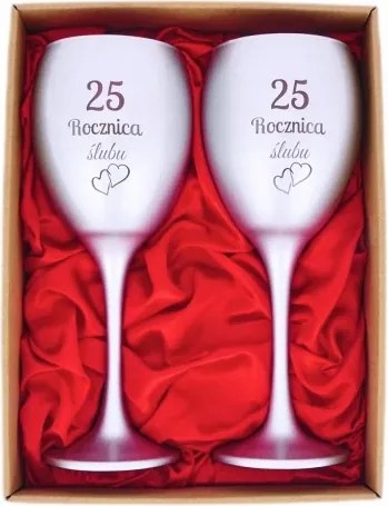 2 db-os borospohár szett 300 ml 25 Éves Házassági Évforduló pohár ezüst