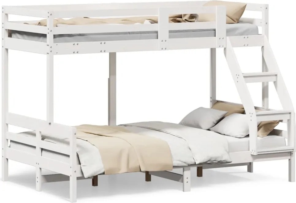 vidaXL fehér tömör fenyőfa emeletes ágy 80 x 200/120 x 200 cm