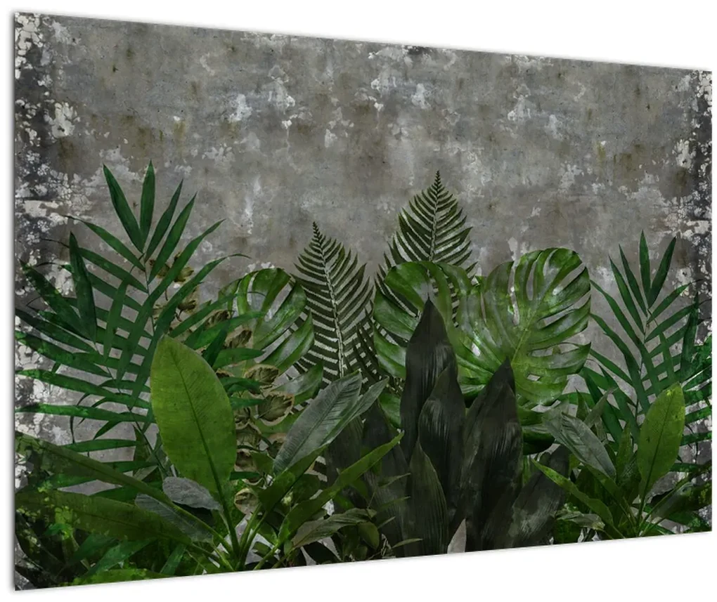 Kép - Betonfal növényekkel (90x60 cm)