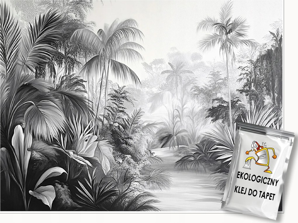 Fotótapéta Dzsungel Fekete-fehér Hálószoba Nappali Tapéta Flizelina 150x105
