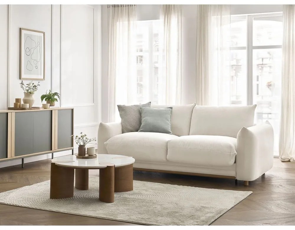 Krémszínű kinyitható kanapé 214 cm Ernest – Bobochic Paris