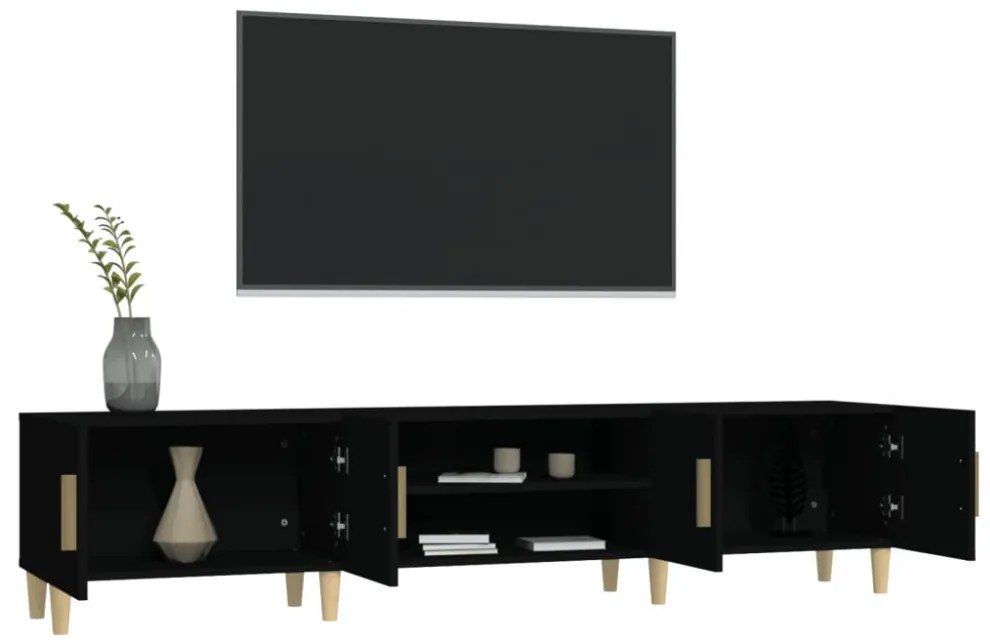 fekete szerelt fa TV-szekrény 180 x 31,5 x 40 cm