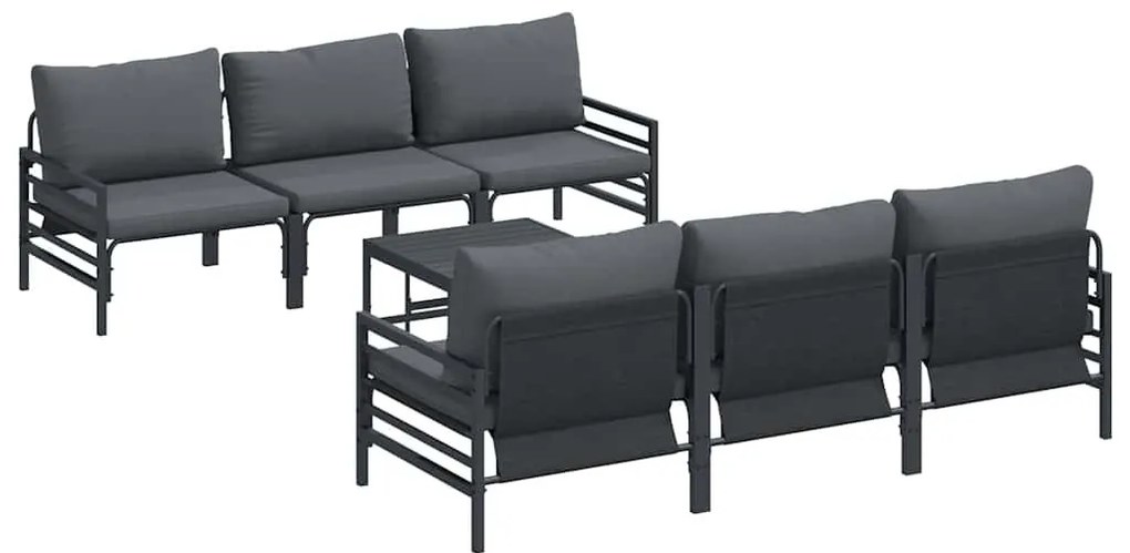 Kerti Kanapé Szett párnával 7 pcs Antracit Acél &amp; Szövet