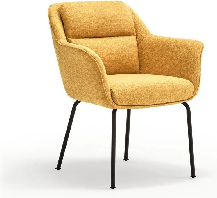 Mustársárga kárpitozott karfás étkezőfotel Sadira – Teulat