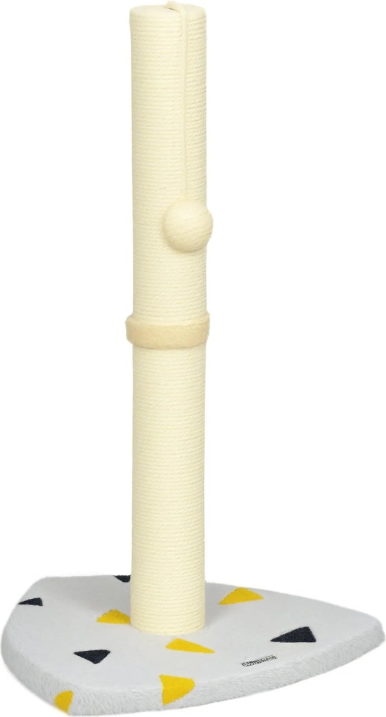 PawHut Macska Kaparó, 62cm Kaparóoszlop Macskáknak, Kis Macska Fa Játék Golyyóval, Juta Kaparóoszlop, Macska Bútor, Beltéri, Világosszürke+Beige | Aos