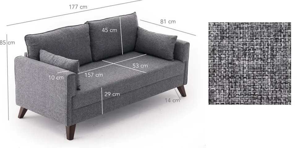 Szürke kanapé 177 cm Bella – Balcab Home
