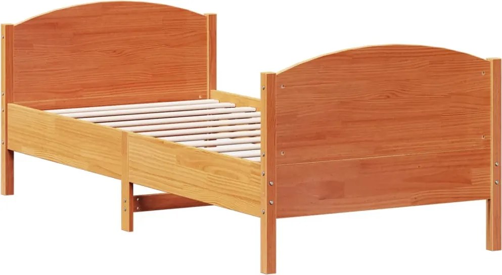 vidaXL viaszbarna tömör fenyőfa ágy matrac nélkül 75 x 190 cm