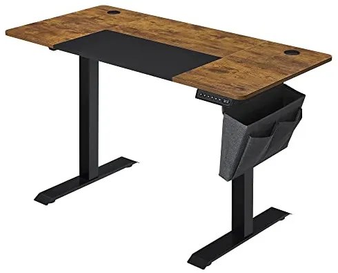 Elektromosan állítható íróasztal komplett, rusztikus barna 140x60x72-120cm