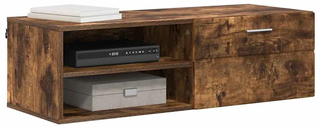 TV szekrény fiókkal Füstölt tölgy 100.5 x 39 x 30 cm Faanyag