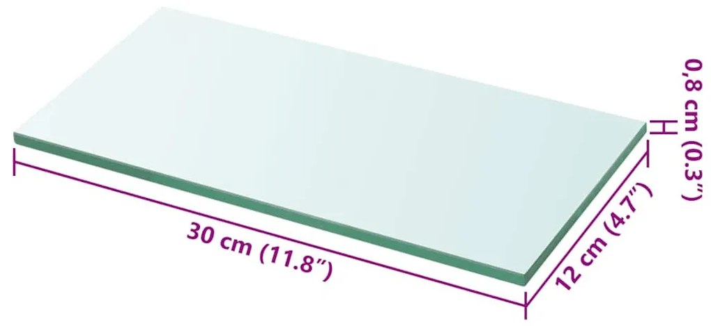 2 db átlátszó üveg paneles polc 30 x 12 cm