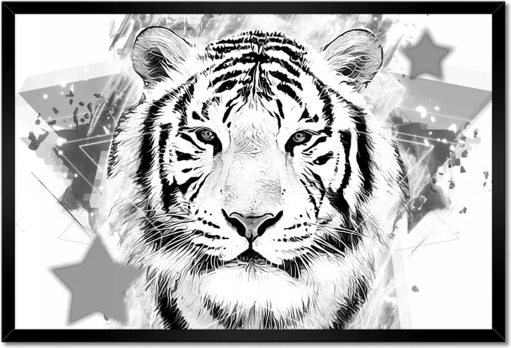 Poszterek keretben 60x40 Tigris fej grafika
