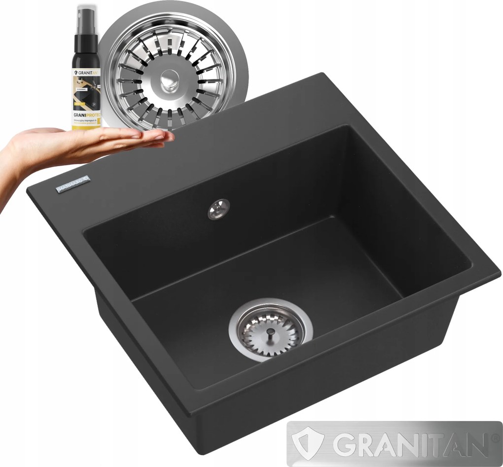Gránit mosogató Mini egymedencés mosogató szifon szett 3az1ben konyhába