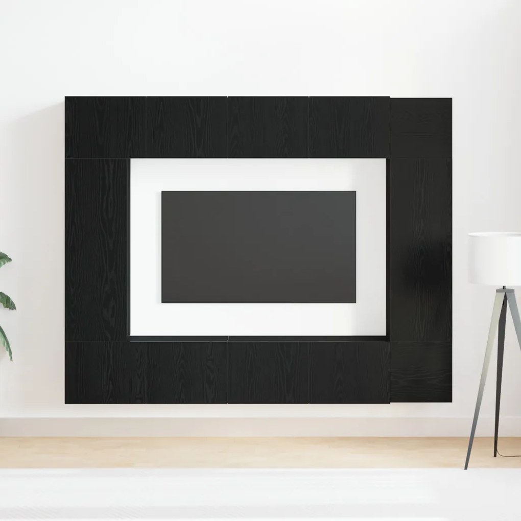 TV Szekrény Készlet 8 pcs Musta tammi 190.5 x 28.5 x 151 cm