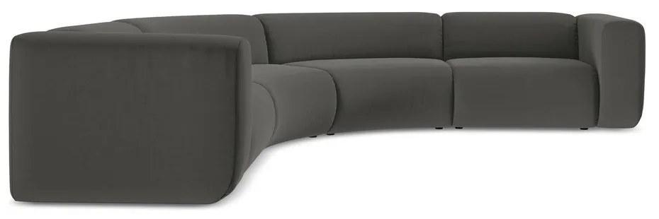 Szürke bársony sarokkanapé Ekahi – Makamii