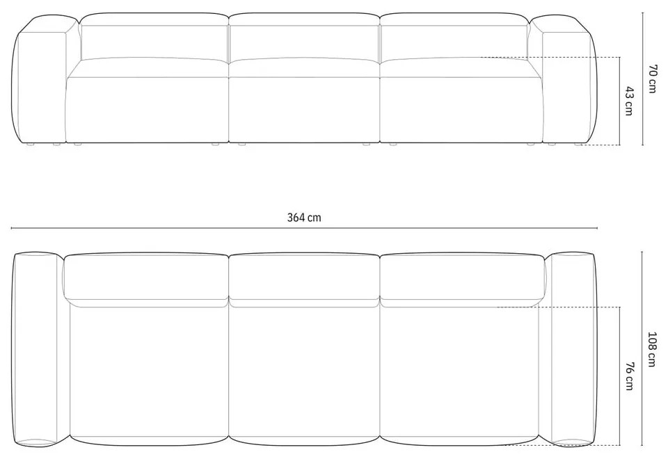 Zöld kordbársony kanapé 364 cm Bergano – Cosmopolitan Design