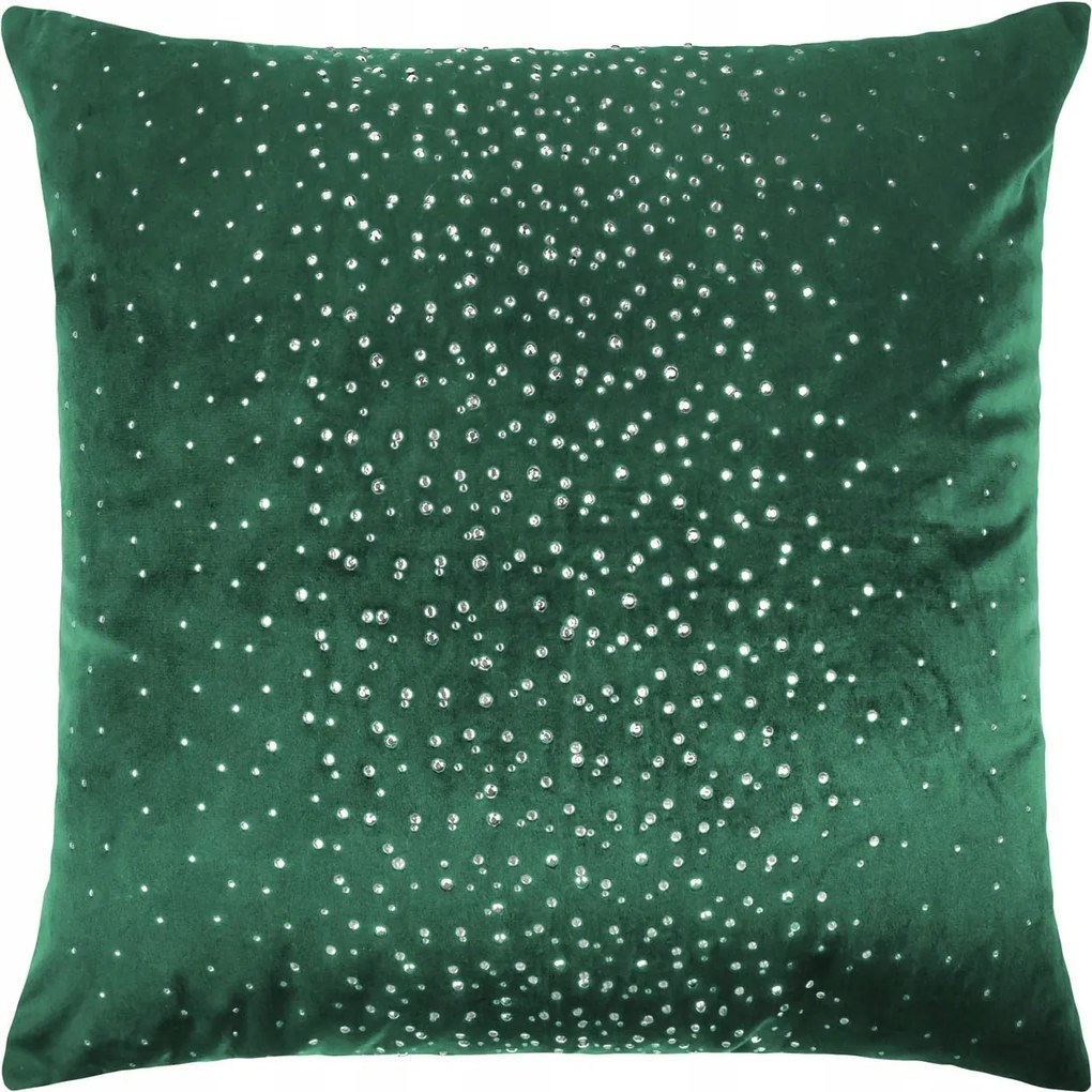 Dekoratív párnahuzat Shiny 45x45 velúr üveg zöld kristályokkal