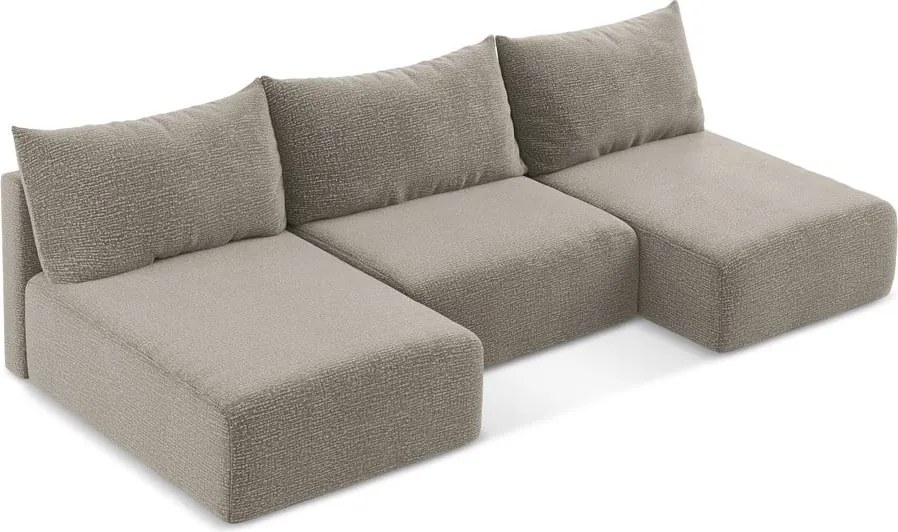 Bézs kinyitható-tárolóhelyes sarokkanapé Kalena – Makamii