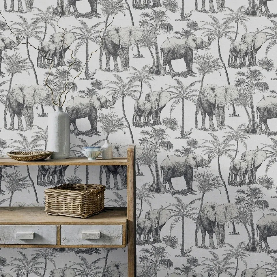Arthouse Signature 2 Safari Elephant szürke elefántos vinyl tapéta – 296700