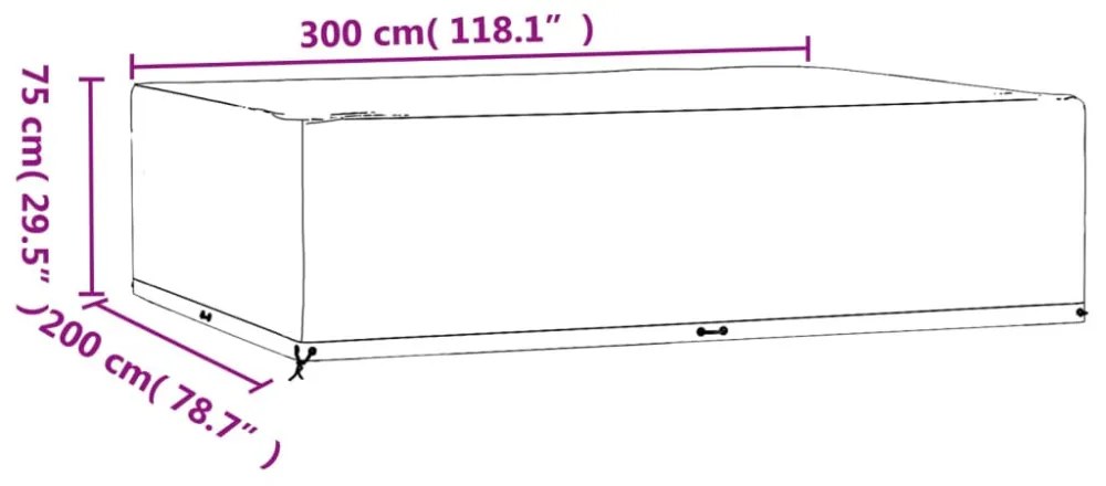 téglalap alakú kerti bútorhuzat 16 fűzőlyukkal 300x200x75 cm