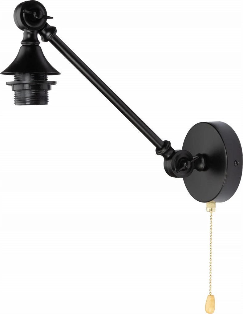 Állítható fali lámpa (váz) fémből, Rusztikus fekete, lánccal, E27