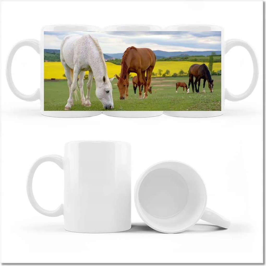 Fotó bögre Lovak a réten Lovak Ló