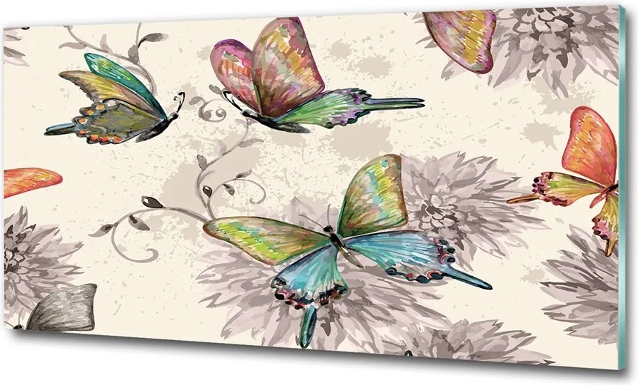 Fotótapéta üvegfalra Pillangók és virágok 125x50