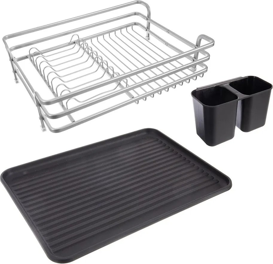 Fekete-fehér fém edényszárító 43x32 cm Deluxe – Orion