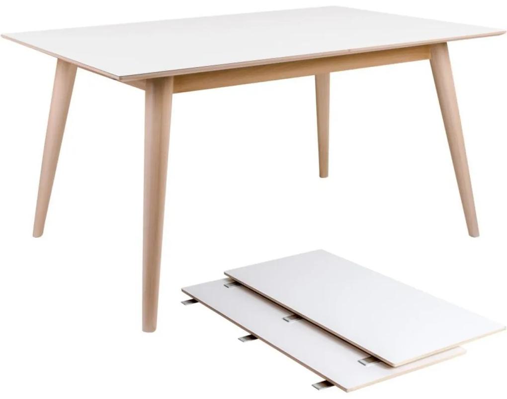 COPENHAGEN fehér bővíthető étkezőasztal fa lábakkal 150/230cm