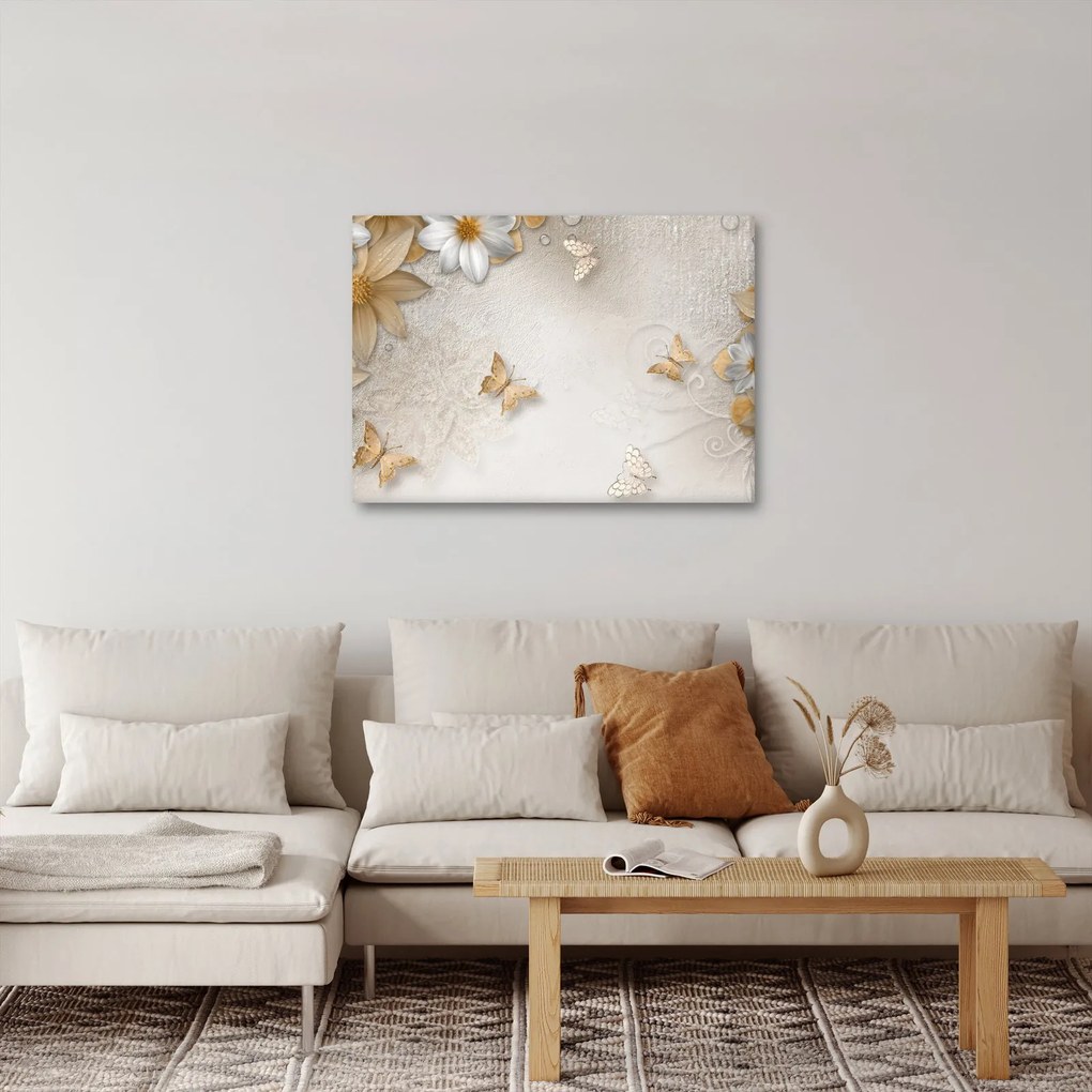 Kép - virágok pillangókkal (70x50 cm)